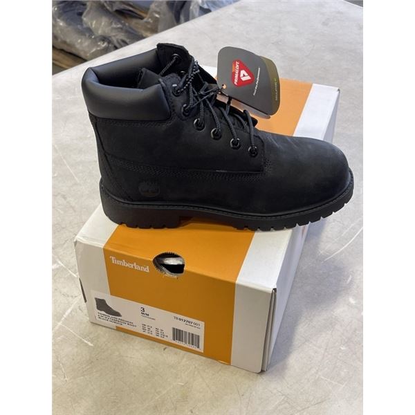 NEW TIMBERLAND PREMIUM 6 IN WATERPROOF BOOT BLACK NUBUCK, SIZE 3 YOUTH