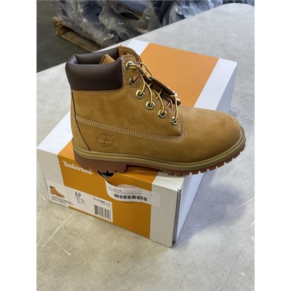 NEW TIMBERLAND PREMIUM 6 IN WATERPROOF BOOT WHEAT NUBUCK, SIZE 3.5 JUNIOR