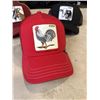 Image 2 : 3 NEW GOORIN BRO'S THE FARM HATS, 1 'GOAT', 1 'CASH', 1 'COCK', RETAIL $55 EACH, $165 VALUE