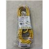 Image 1 : AS NEW 25FT YELLOW 3 WIRE INDOOR OUTDOOR LIGHTED EXTENSION CORD, 14AWG