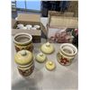 Image 1 : VINTAGE CANNISTER SET AND BOX OF COFFEE MUGS