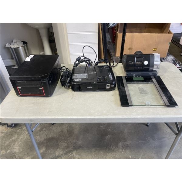 LOT OF ELECTRONICS - EPSON PROJECTOR, NEW TRANSMITTER, DIGITAL SCALE, ETC