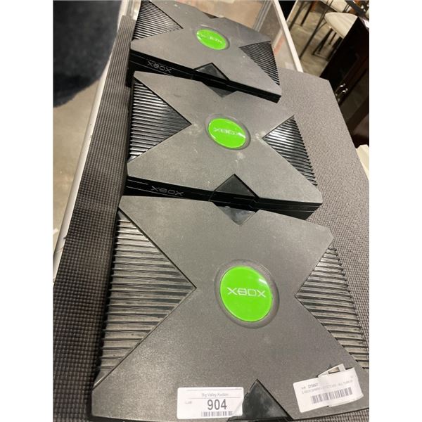 3 XBOX GAMING SYSTEMS - ALL TURN ON, NO FURTHER TESTING DONE