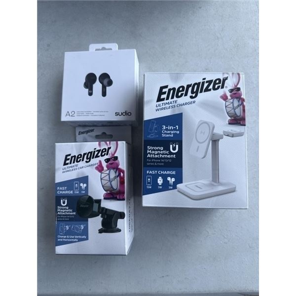 ENERGIZER ULTIMATE FAST CHARGE WIRELESS 3 IN 1 CHARGING STAND, ENERGIZER ULTIMATE WIRELESS CAR CHARG