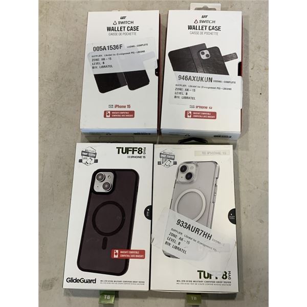 2 IPHONE 15 WALLET CASES AND 2 MAGSAFE COMPATIBLE CASE