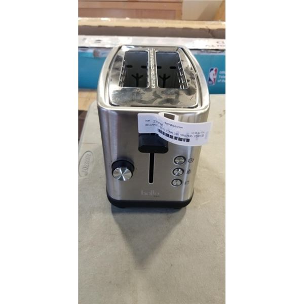 BELLAPRO 2 SLICE STAINLESS TOASTER - TESTED WORKING, RETAIL $99