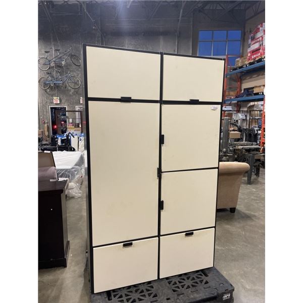 IKEA WHITE AND BLACK STORAGE CABINET 80 INCH TALL 48 INCH WIDE