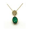 Image 1 : GOLD PLATED STERLING SILVER NATURAL GREEN ONYX (4.75CT) PENDANT WITH GOLD PLATED STERLING SILVER CHA