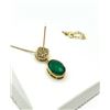 Image 2 : GOLD PLATED STERLING SILVER NATURAL GREEN ONYX (4.75CT) PENDANT WITH GOLD PLATED STERLING SILVER CHA