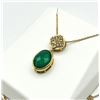 Image 3 : GOLD PLATED STERLING SILVER NATURAL GREEN ONYX (4.75CT) PENDANT WITH GOLD PLATED STERLING SILVER CHA