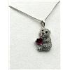 Image 2 : STERLING SILVER RUBY (0.56CT) AND WHITE SAPPHIRE (0.85CT) BEAR PENDANT WITH STERLING SILVER CHAIN W/