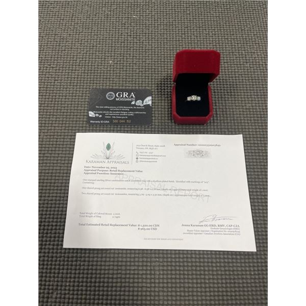 2.00 CT TW GRA CERTIFIED ROUND BRILLIANT CUT MOISSANITE STONES VVS D COLOR SET WITH 1.00 CT MOISSANI