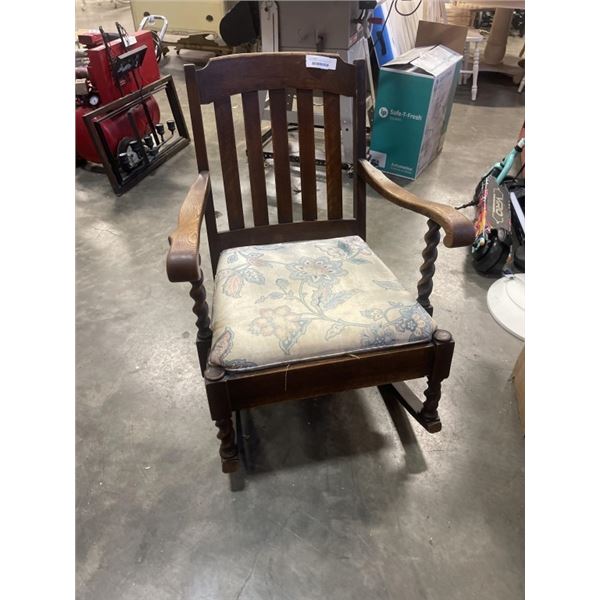 ANTIQUE BARLEY TWIST ROCKING CHAIR