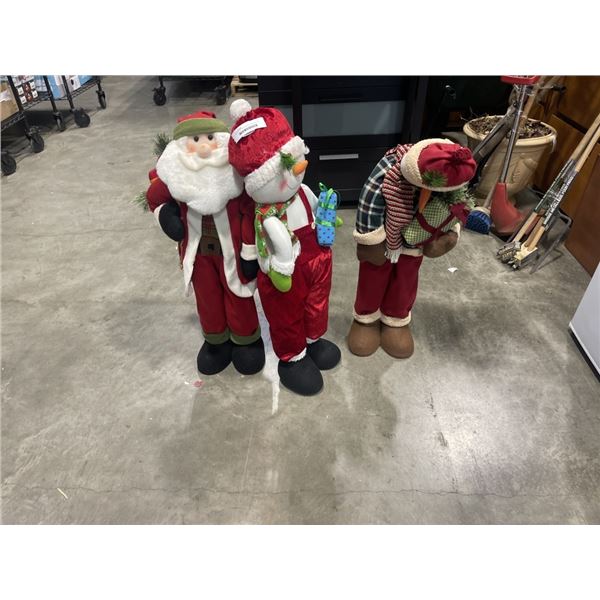 3 STAND UP CHRISTMAS DECORATIONS 32 INCH TALL