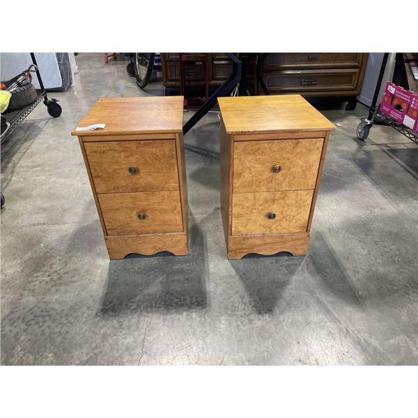 PAIR VINTAGE 2 DRAWER SIDE TABLES