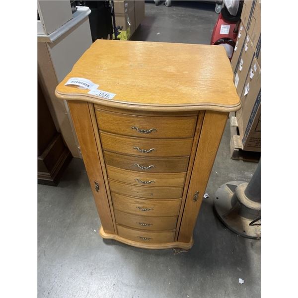 OAK FREESTANDING JEWELLERY DISPLAY BOX, INCLUDES LEGS