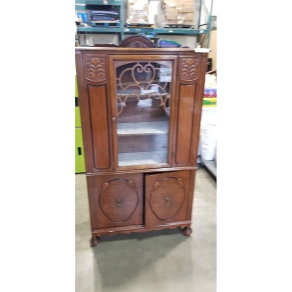 ANTIQUE GLASS DOOR DISPLAY CABINET