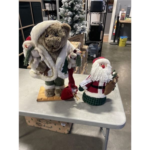 BEAR SANTA  AND SMALL SANTA FIGURE