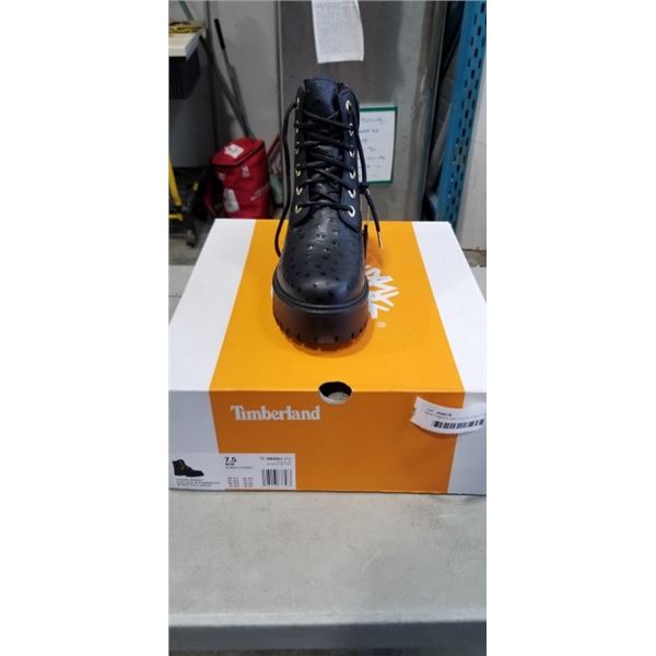 NEW TIMBERLAND STONE STREET 6 INCH LACE WATERPROOF BLACK FULL GRAIN LEATHER BOOTS SIZE WOMENS 7.5