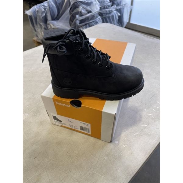 NEW TIMBERLAND PREMIUM 6 IN WATERPROOF BOOT BLACK NUBUCK, SIZE 1 YOUTH