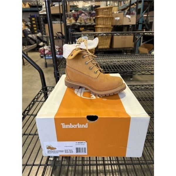 NEW TIMBERLAND FLEECE FOLD DOWN WOMENS BOOT, WHEAT - SIZE 5.5