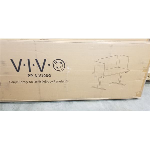 NEW VIVO GREY CLAMP ON PRIVACY DESK PANEL SET, 3PC