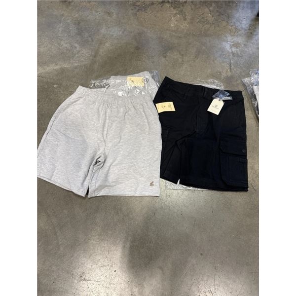 NEW PAIR OF CLOUDPEAK SIZE 30 BLACK STRETCH CARGO SHORTS AND 2 NE WPAIRS OF SIZE MEDIUM CLOUDPEAK HE