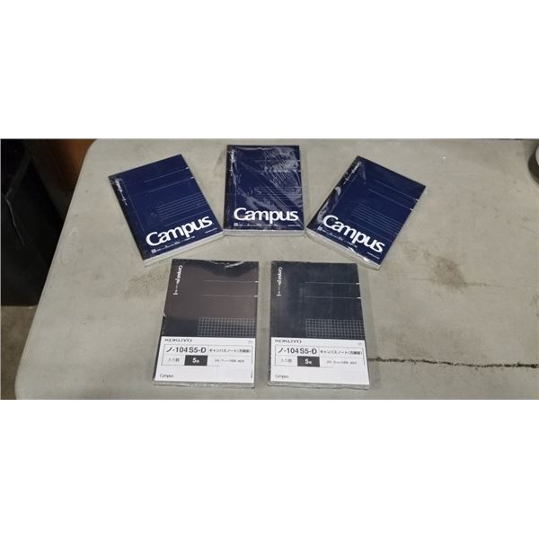 5 NEW PACKS OF CAMPUS NOTEBOOKS, 3 PACKS OF 3DARK BLUE AND 2 PACKS OF 5 BLACK, SIZE B5