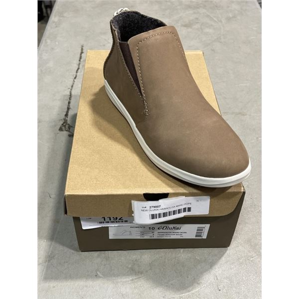 NEW OLUKAI HAWAI'ILOA MANU HOPE WOMENS SIZE 10 TAUPE GREY / OFF WHITE
