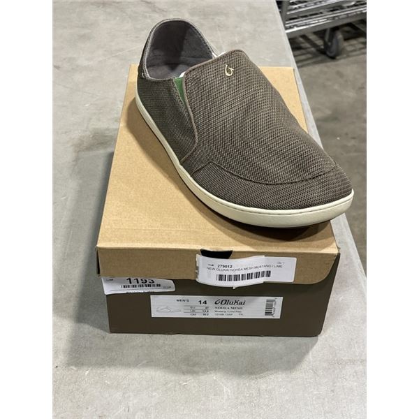 NEW OLUKAI NOHEA MESH MUSTANG / LIME PEEL SIZE MENS 14