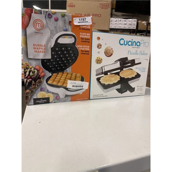 BUBBLE WAFFLE MAKER AND PIZELLE MAKER