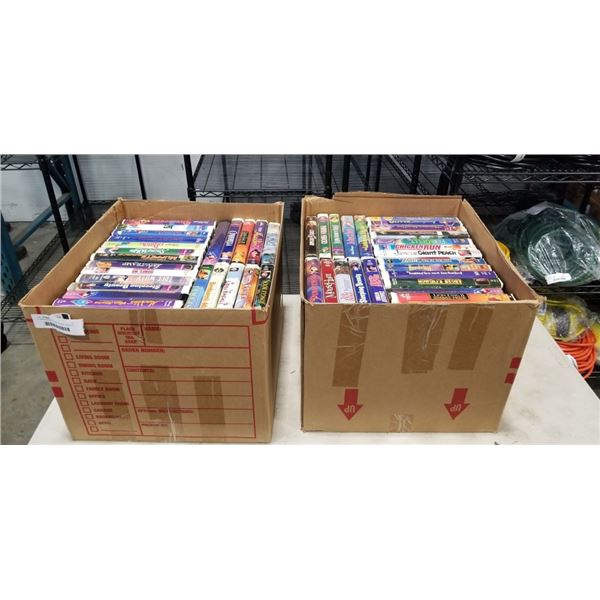 2 LARGE BOXES OF VHS MOVIES - MOSTLY DISNEY