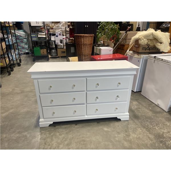 WHITE 6 DRAWER MODERN DRESSER