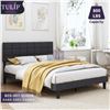 Image 1 : BRAND NEW TULIP QUEENSIZE PLATFORM BEDFRAME IN DARK GREY FABRIC MODEL BED-007