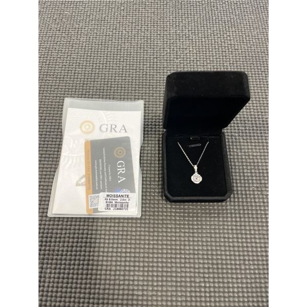 NEW S925 2.0CT MOISSANITE LAB DIAMOND WAVE HALO NECKLACE, MOUNTED IN 925 STERLING SILVER W/ WHITE GO