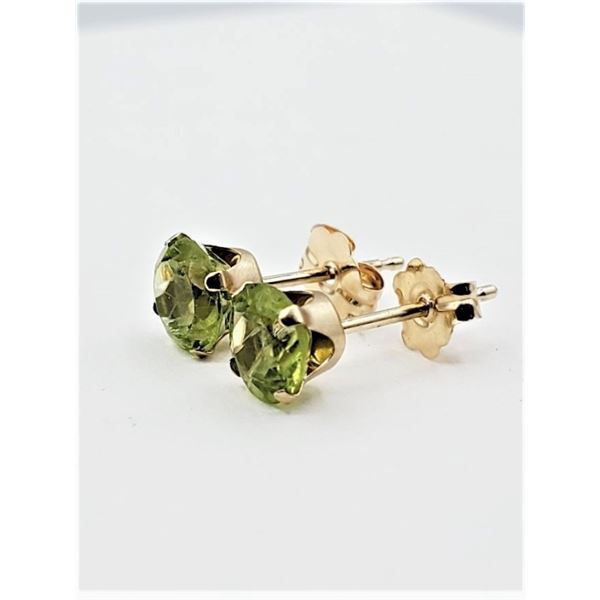 14KT YELLOW GOLD NATURAL PERIDOT EARRINGS, RETAIL $500.00.
