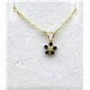 Image 1 : 14KT YELLOW GOLD NATURAL BLUE SAPPHIRE AND DIAMOND PENDANT WITH GOLD PLATED STERLING SILVER CHAIN, R