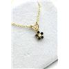 Image 2 : 14KT YELLOW GOLD NATURAL BLUE SAPPHIRE AND DIAMOND PENDANT WITH GOLD PLATED STERLING SILVER CHAIN, R