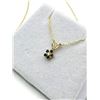 Image 3 : 14KT YELLOW GOLD NATURAL BLUE SAPPHIRE AND DIAMOND PENDANT WITH GOLD PLATED STERLING SILVER CHAIN, R