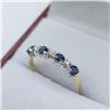 Image 3 : 10KT YELLOW AND WHITE GOLD NATURAL BLUE SAPPHIRE (0.40CT) WITH DIAMOND (0.03CT) RING, SIZE 6, W/A $1