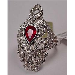 14K WHITE GOLD LADIES DIAMOND AND RUBY RING - Come