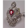 Image 1 : 14K WHITE GOLD LADIES DIAMOND AND RUBY RING - Come