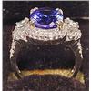 Image 2 : 14K WHITE GOLD LADIES DIAMOND AND TANZANITE RING -