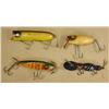 Image 1 : LOT OF 4 VINTAGE WOODEN FISHING LURES - INCL. HEDD