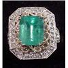 Image 1 : 14K WHITE GOLD LADIES DIAMOND AND EMERALD RING - C