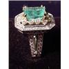Image 3 : 14K WHITE GOLD LADIES DIAMOND AND EMERALD RING - C