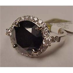 14K WHITE GOLD LADIES BLACK AND WHITE DIAMOND RING