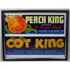 Image 1 : LOT OF 2 VINTAGE FRUIT LABELS - FRAMED - Peach Kin