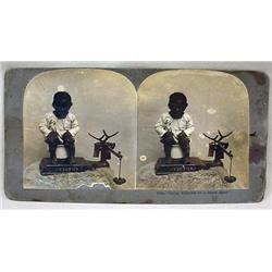 ANTIQUE BLACK AMERICANA PHOTO STEREOVIEW CARD OF T