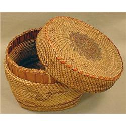 MAKAH NATIVE AMERICAN INDIAN LIDDED BASKET - Appro